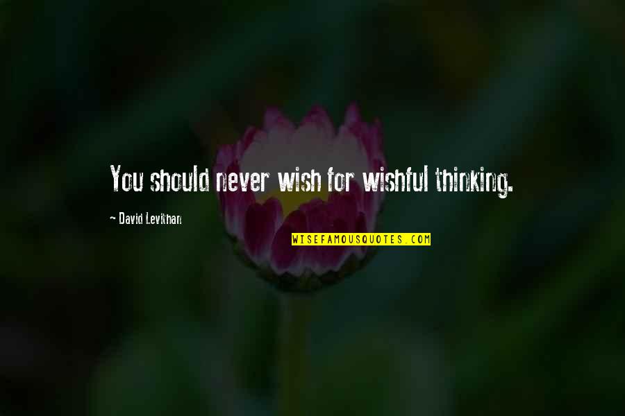 Wishful Thinking Quotes By David Levithan: You should never wish for wishful thinking. Wishful Thinking Quotes By David Levithan: You should never wish for wishful thinking.