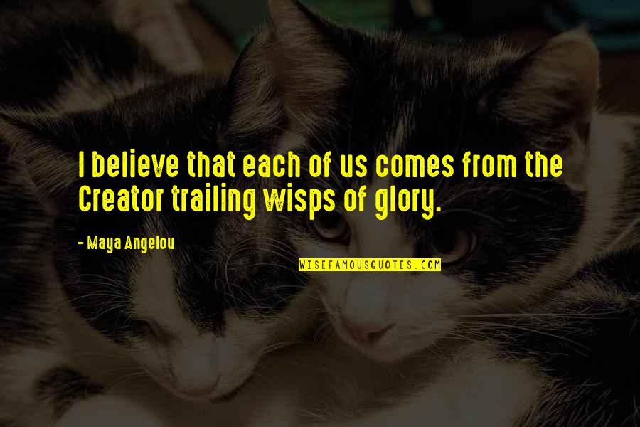 Wisps Quotes By Maya Angelou: I believe that each of us comes from