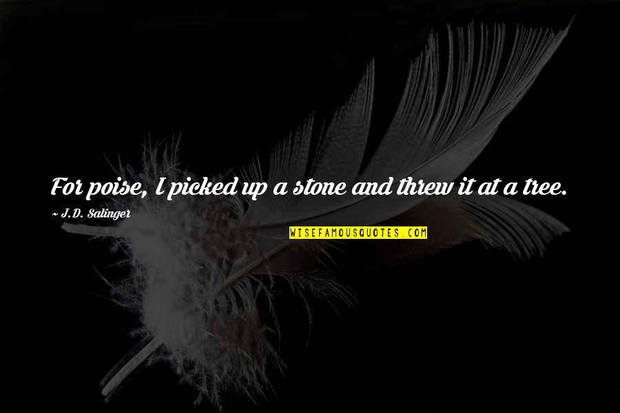 Wissenschaft Des Quotes By J.D. Salinger: For poise, I picked up a stone and Wissenschaft Des Quotes By J.D. Salinger: For poise, I picked up a stone and