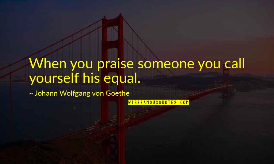 Wistfulness Def Quotes By Johann Wolfgang Von Goethe: When you praise someone you call yourself his