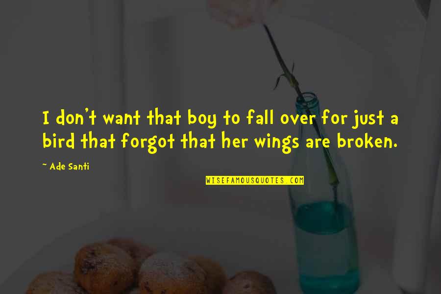Witch Like Minecraft Quotes By Ade Santi: I don't want that boy to fall over
