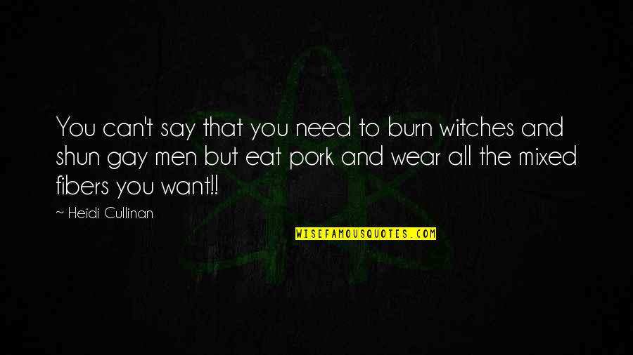 Witches Quotes By Heidi Cullinan: You can't say that you need to burn Witches Quotes By Heidi Cullinan: You can't say that you need to burn