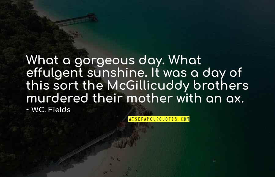 With Brother Quotes By W.C. Fields: What a gorgeous day. What effulgent sunshine. It