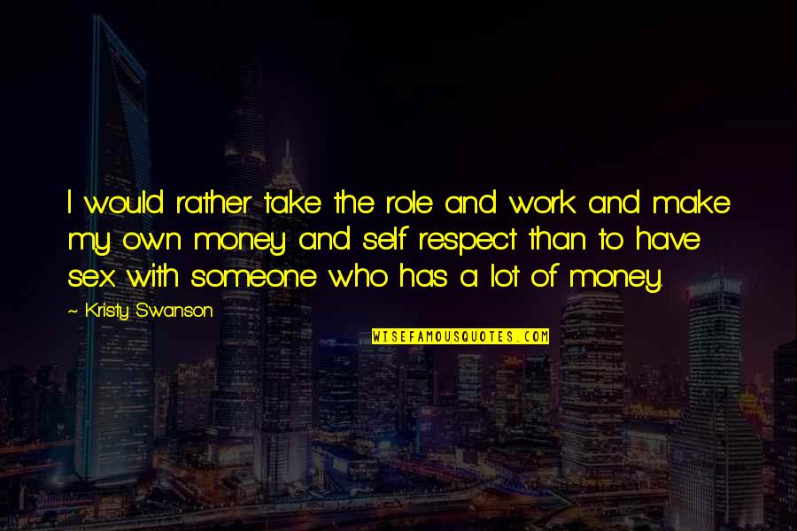 With Money Quotes By Kristy Swanson: I would rather take the role and work With Money Quotes By Kristy Swanson: I would rather take the role and work