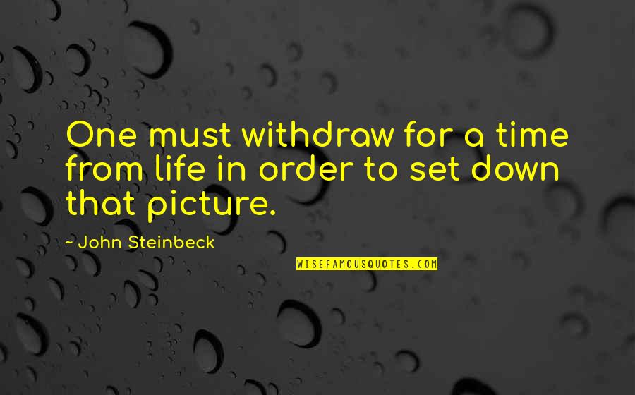 Withdraw Quotes By John Steinbeck: One must withdraw for a time from life