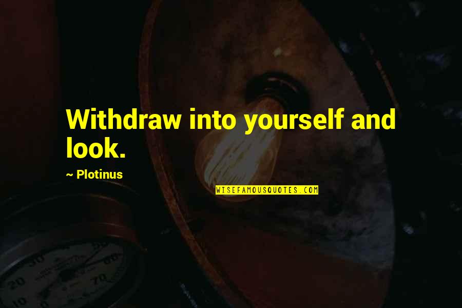 Withdraw Yourself Quotes By Plotinus: Withdraw into yourself and look.