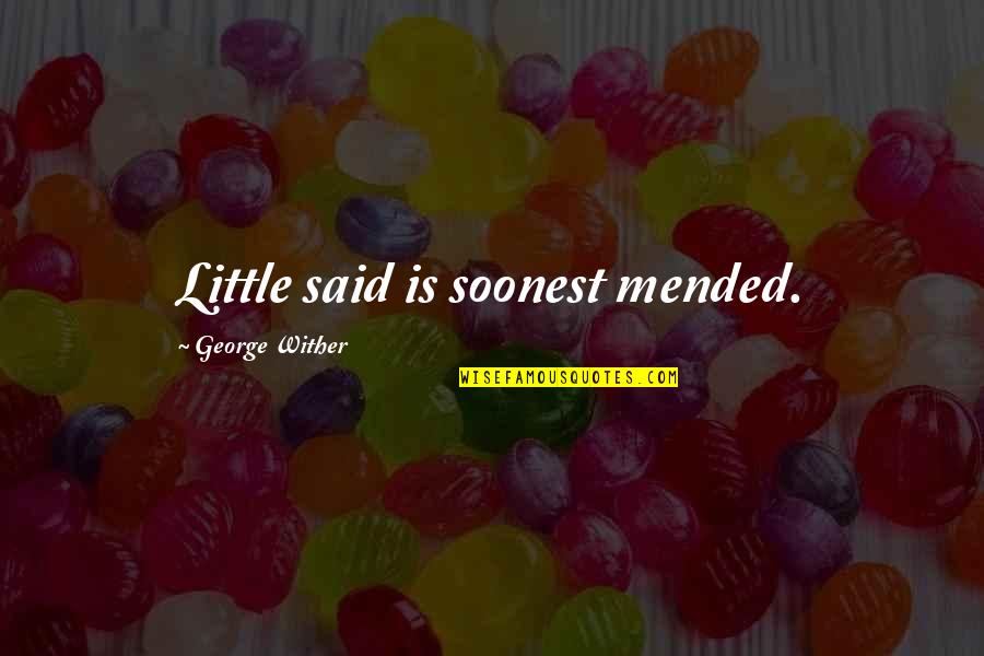 Wither Quotes By George Wither: Little said is soonest mended.