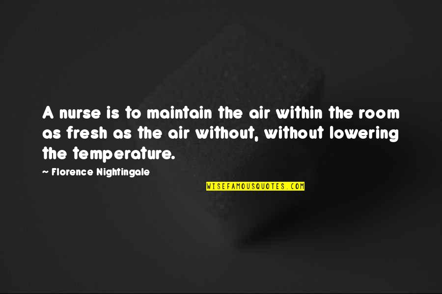 Without Air Quotes By Florence Nightingale: A nurse is to maintain the air within