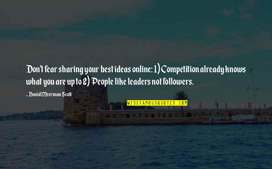 Without Followers There Are No Leaders Quotes By David Meerman Scott: Don't fear sharing your best ideas online: 1)