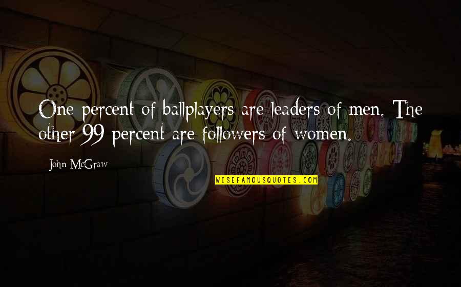 Without Followers There Are No Leaders Quotes By John McGraw: One percent of ballplayers are leaders of men.