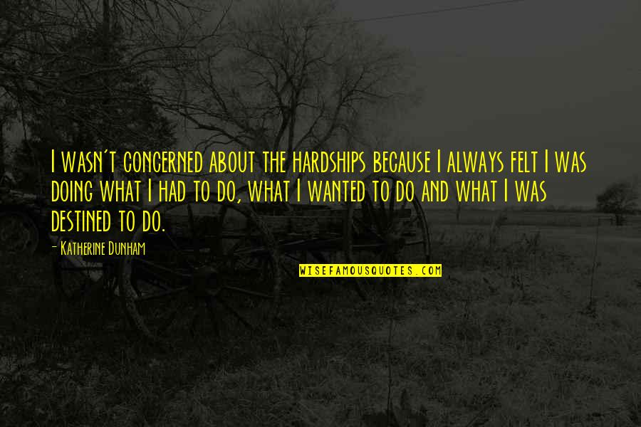 Without Hardship Quotes By Katherine Dunham: I wasn't concerned about the hardships because I