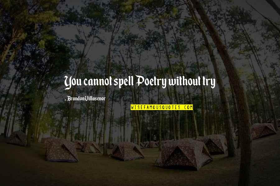 Without Love Quotes Quotes By Brandon Villasenor: You cannot spell Poetry without try