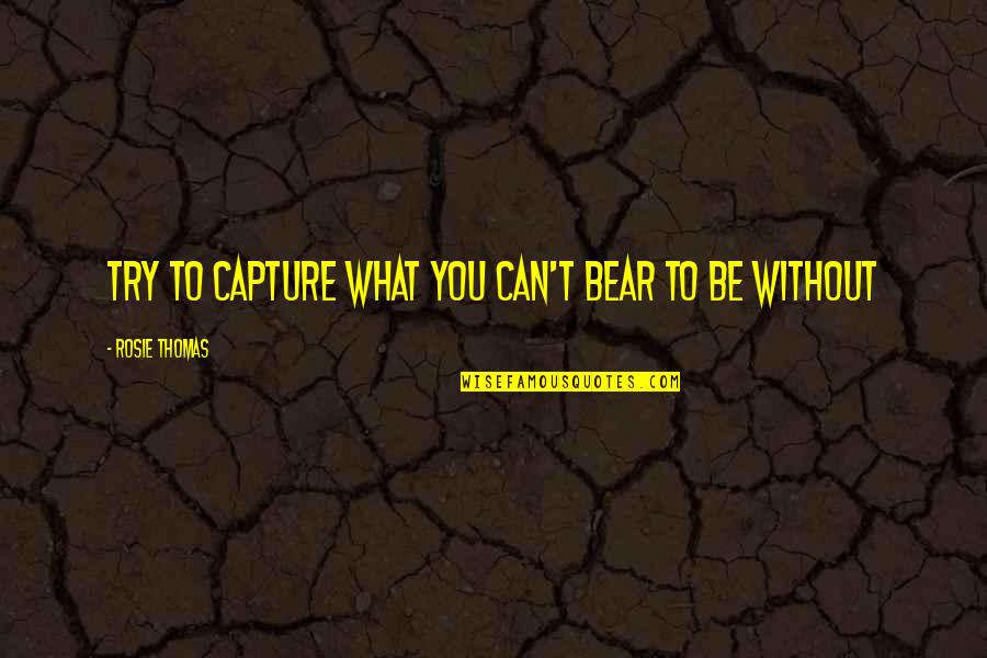 Without You Life Quotes By Rosie Thomas: Try to capture what you can't bear to