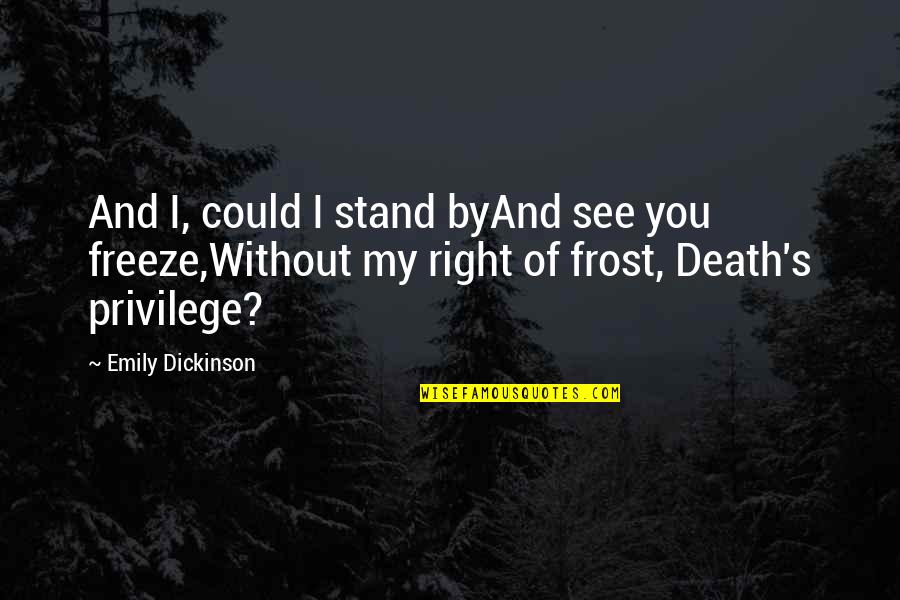 Without You My Love Quotes By Emily Dickinson: And I, could I stand byAnd see you