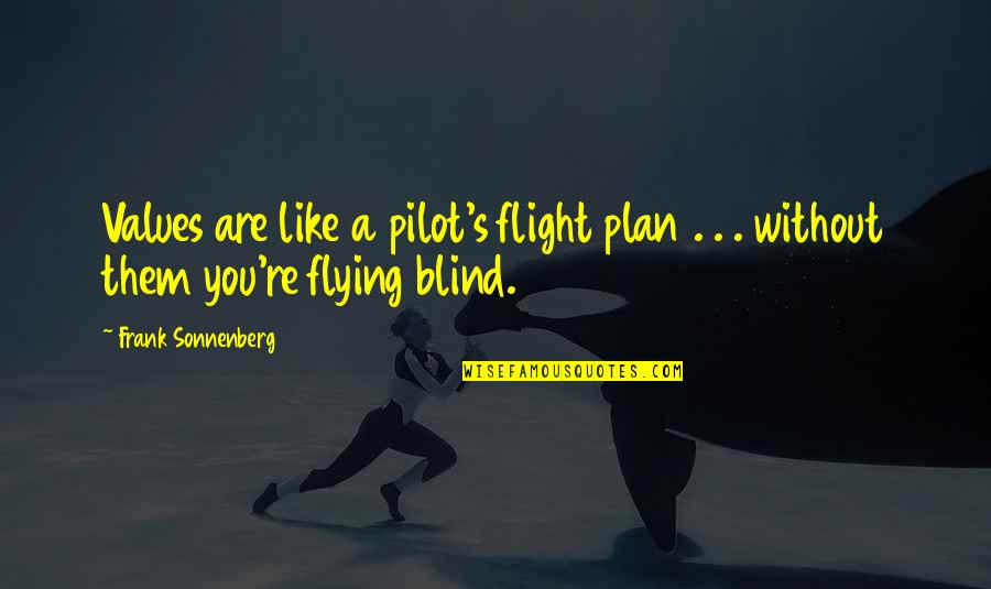 Without You Quotes And Quotes By Frank Sonnenberg: Values are like a pilot's flight plan .