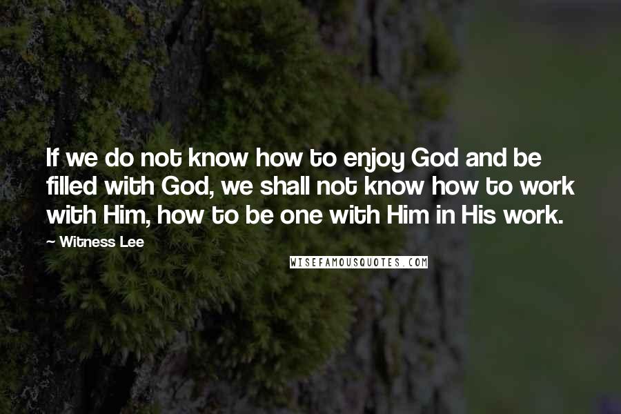 Witness Lee quotes: If we do not know how to enjoy God and be filled with God, we shall not know how to work with Him, how to be one with Him in