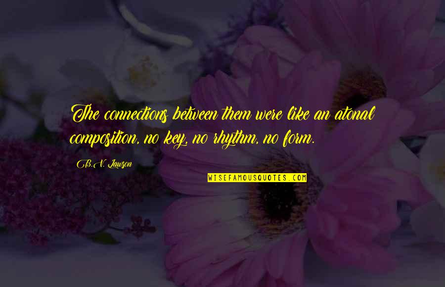 Witnessing A Miracle Quotes By B.V. Lawson: The connections between them were like an atonal Witnessing A Miracle Quotes By B.V. Lawson: The connections between them were like an atonal