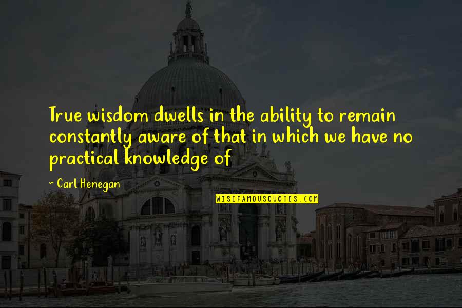 Wittingly Or Unwittingly Quotes By Carl Henegan: True wisdom dwells in the ability to remain