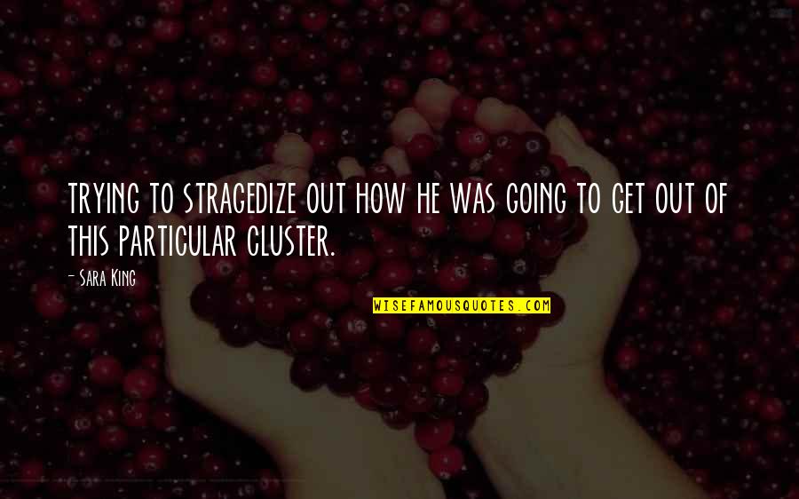 Witty School Quotes By Sara King: trying to stragedize out how he was going