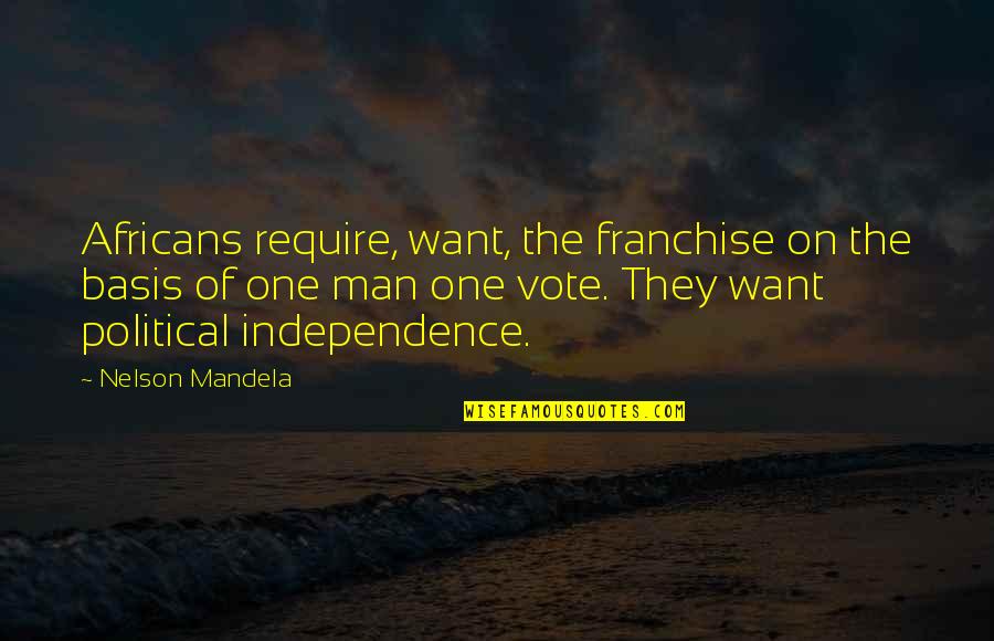Witty Self Deprecating Quotes By Nelson Mandela: Africans require, want, the franchise on the basis