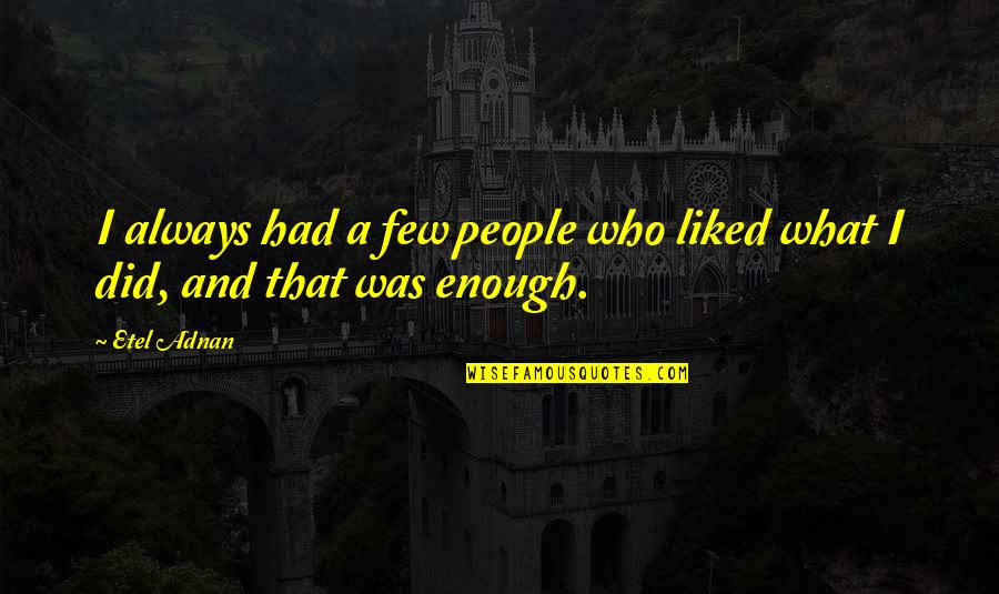 Wiwiek Abidin Quotes By Etel Adnan: I always had a few people who liked
