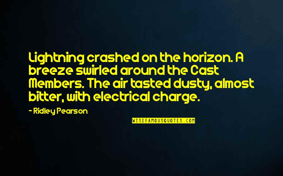 Wizard Oz Tin Man Quotes By Ridley Pearson: Lightning crashed on the horizon. A breeze swirled Wizard Oz Tin Man Quotes By Ridley Pearson: Lightning crashed on the horizon. A breeze swirled