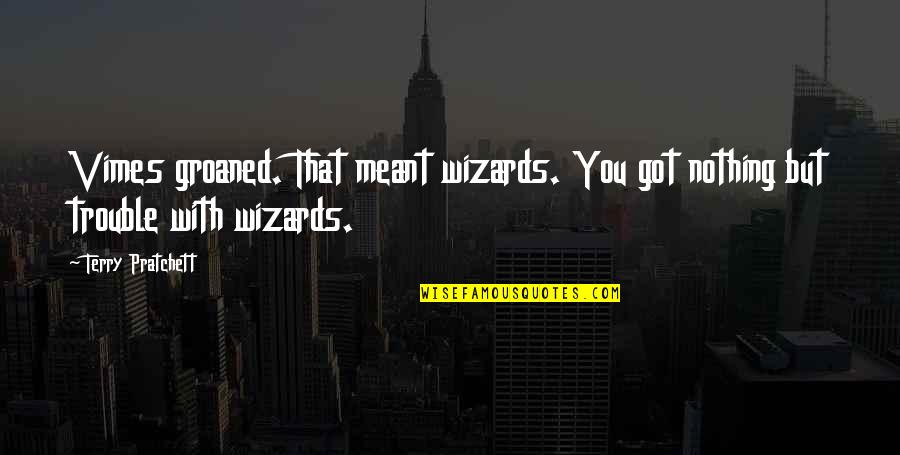 Wizards Quotes By Terry Pratchett: Vimes groaned. That meant wizards. You got nothing