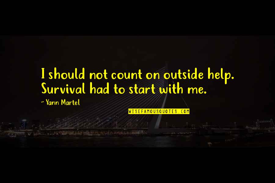 Wizerunki Aniol W Quotes By Yann Martel: I should not count on outside help. Survival
