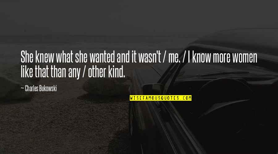 Wodin's Quotes By Charles Bukowski: She knew what she wanted and it wasn't