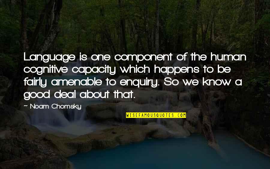 Woellert Quotes By Noam Chomsky: Language is one component of the human cognitive Woellert Quotes By Noam Chomsky: Language is one component of the human cognitive