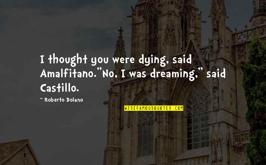 Wohlt Tige Vorstellung Quotes By Roberto Bolano: I thought you were dying, said Amalfitano."No, I