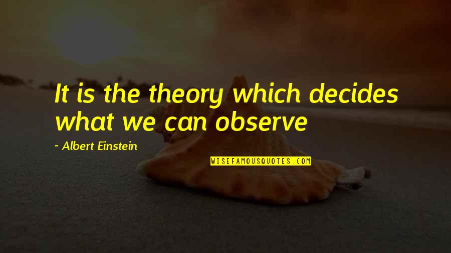Wok Quotes By Albert Einstein: It is the theory which decides what we Wok Quotes By Albert Einstein: It is the theory which decides what we