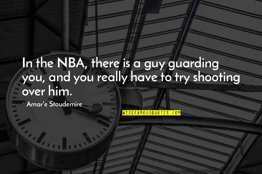 Woks Quotes By Amar'e Stoudemire: In the NBA, there is a guy guarding