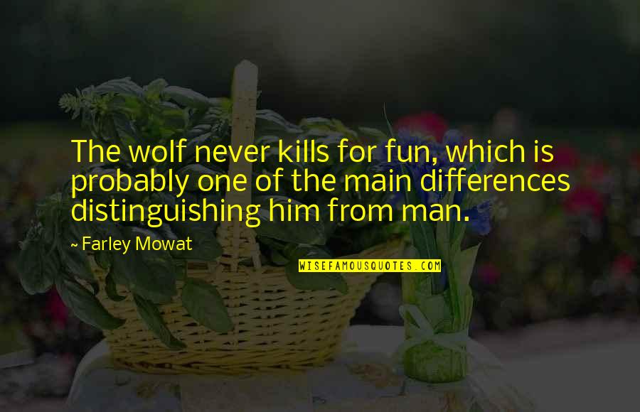 Wolf And Man Quotes By Farley Mowat: The wolf never kills for fun, which is