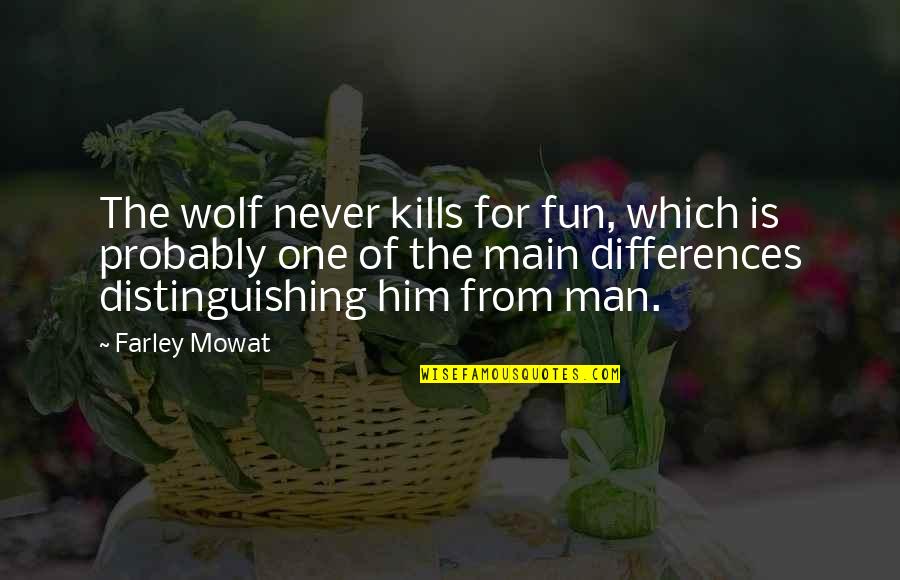 Wolf Man Quotes By Farley Mowat: The wolf never kills for fun, which is