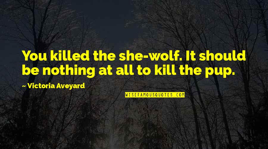 Wolf Pup Quotes By Victoria Aveyard: You killed the she-wolf. It should be nothing