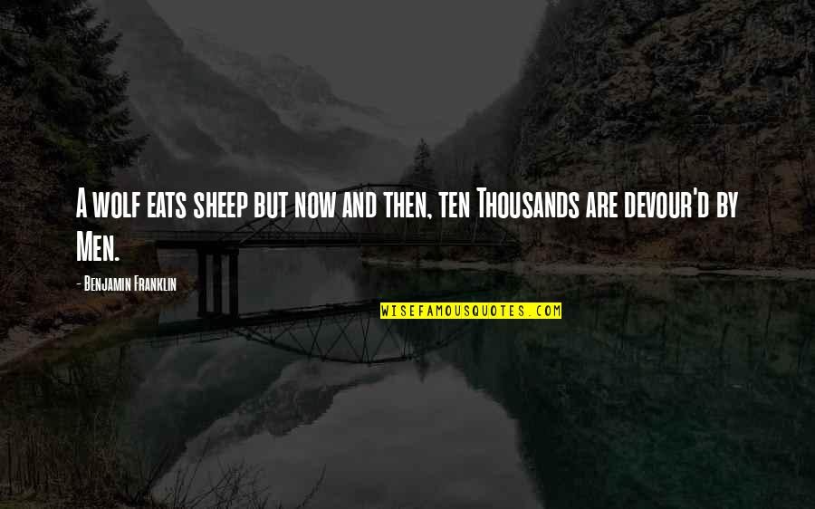 Wolf That Eats Quotes By Benjamin Franklin: A wolf eats sheep but now and then, Wolf That Eats Quotes By Benjamin Franklin: A wolf eats sheep but now and then,