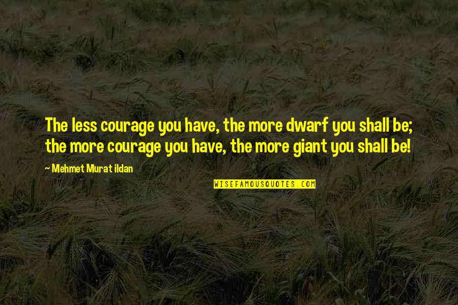 Wolfblood Quotes By Mehmet Murat Ildan: The less courage you have, the more dwarf