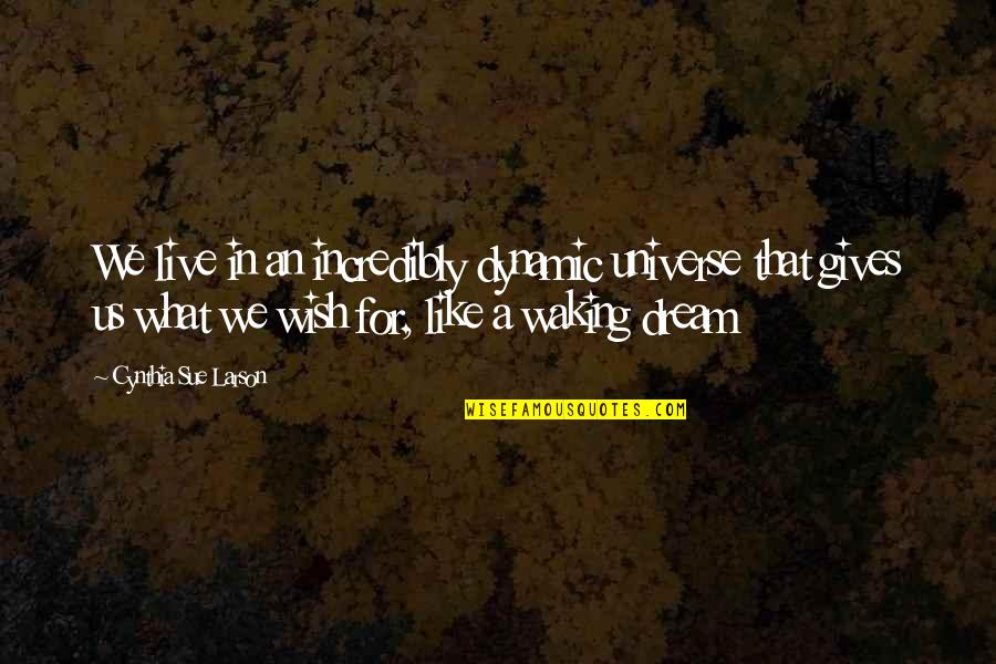 Wolfboy2992 Quotes By Cynthia Sue Larson: We live in an incredibly dynamic universe that