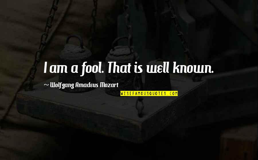Wolfgang Amadeus Mozart Quotes By Wolfgang Amadeus Mozart: I am a fool. That is well known.