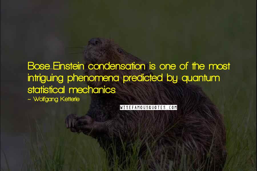 Wolfgang Ketterle quotes: Bose-Einstein condensation is one of the most intriguing phenomena predicted by quantum statistical mechanics.