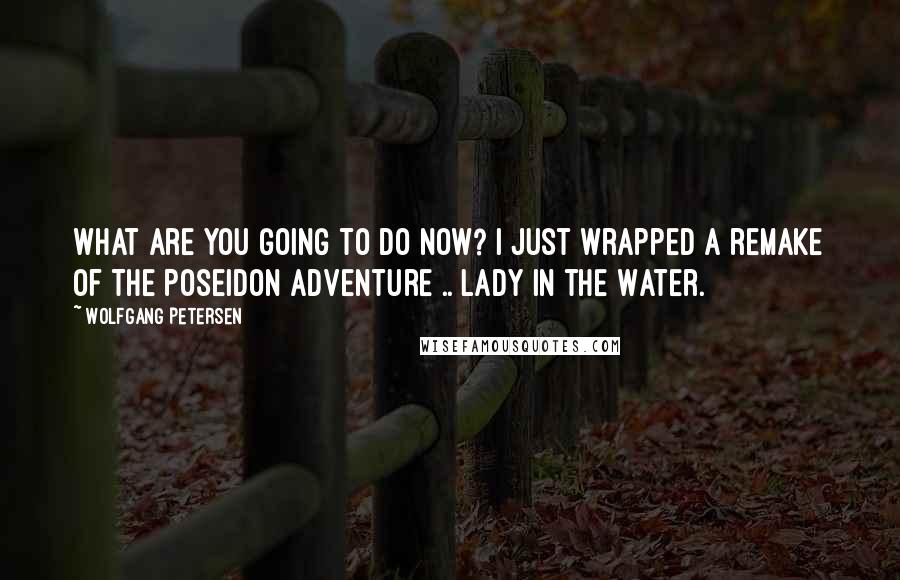 Wolfgang Petersen quotes: What are you going to do now? I just wrapped a remake of The Poseidon Adventure .. Lady in the Water.