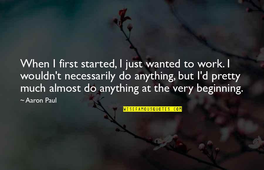 Wolfsohn Trail Quotes By Aaron Paul: When I first started, I just wanted to