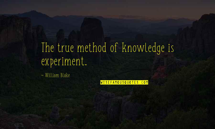 Wollaston Lake Lodge Quotes By William Blake: The true method of knowledge is experiment.