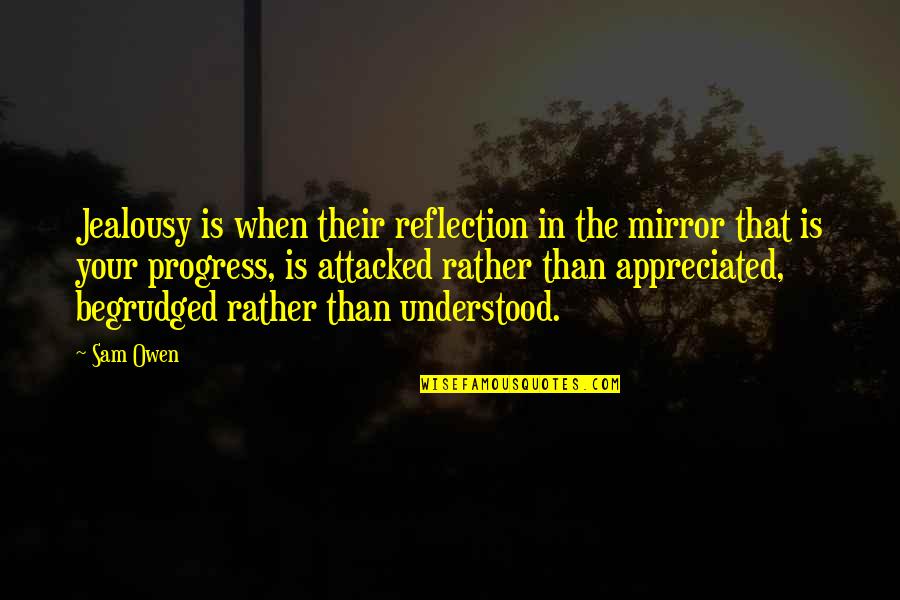 Wolman Stain Quotes By Sam Owen: Jealousy is when their reflection in the mirror