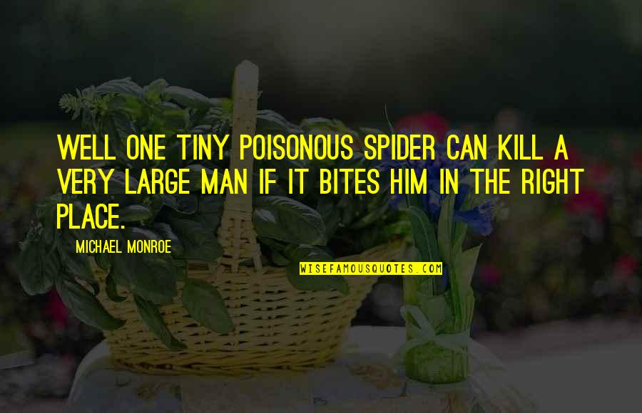 Wolsfeld Lake Quotes By Michael Monroe: Well one tiny poisonous spider can kill a