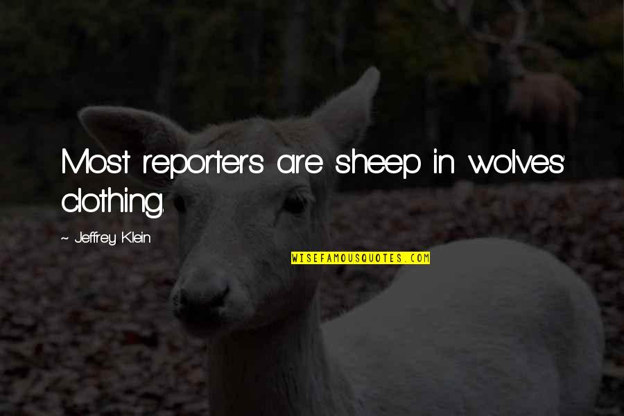 Wolves And Sheep Quotes By Jeffrey Klein: Most reporters are sheep in wolves' clothing.