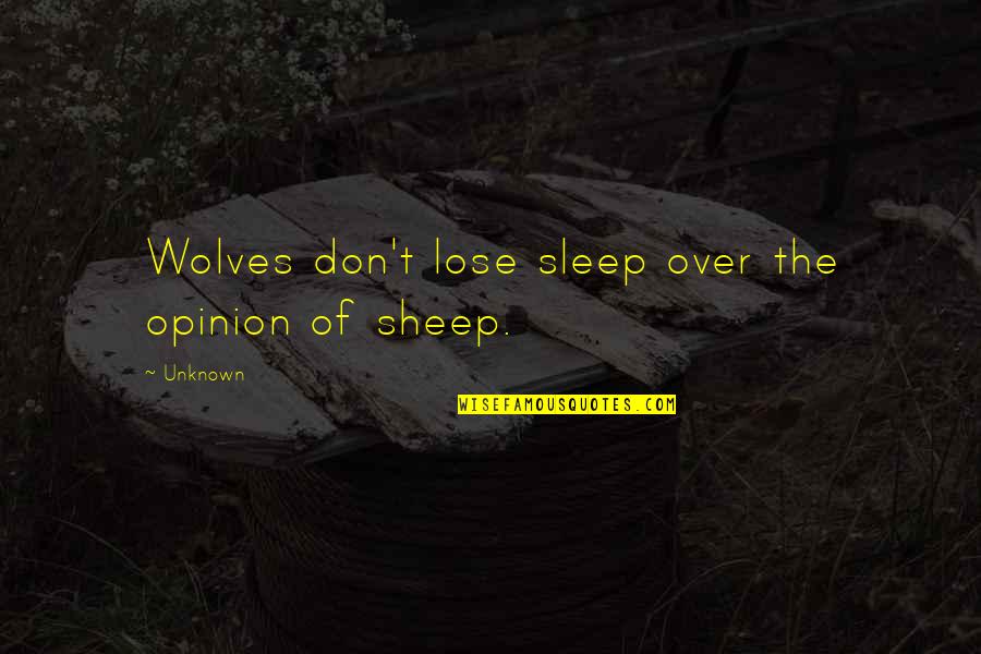 Wolves And Sheep Quotes By Unknown: Wolves don't lose sleep over the opinion of