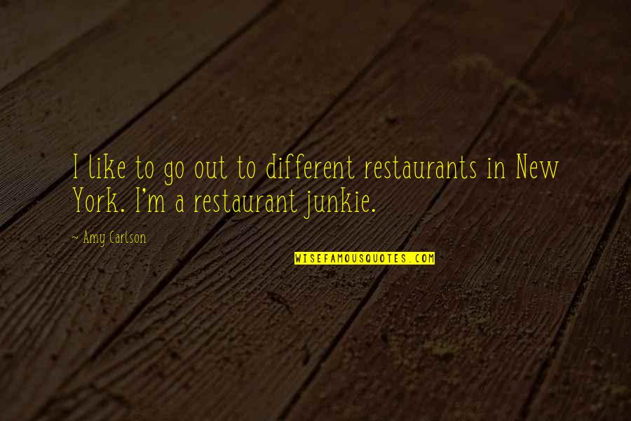 Womanhoodmake Quotes By Amy Carlson: I like to go out to different restaurants