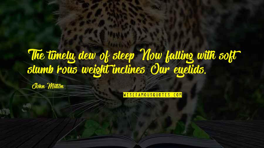 Womanly Wisdom Quotes By John Milton: The timely dew of sleep Now falling with